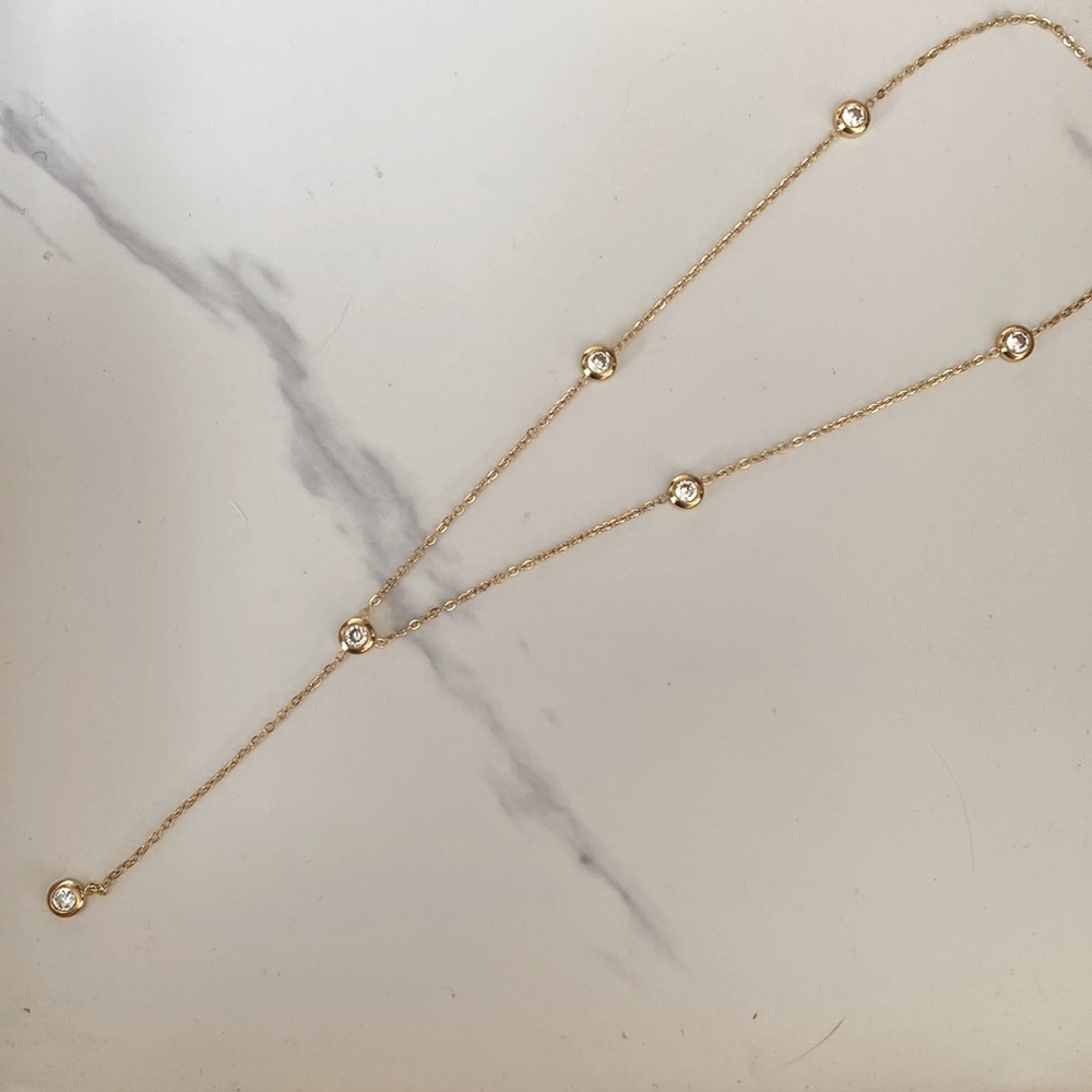 Y bezel set cz necklace